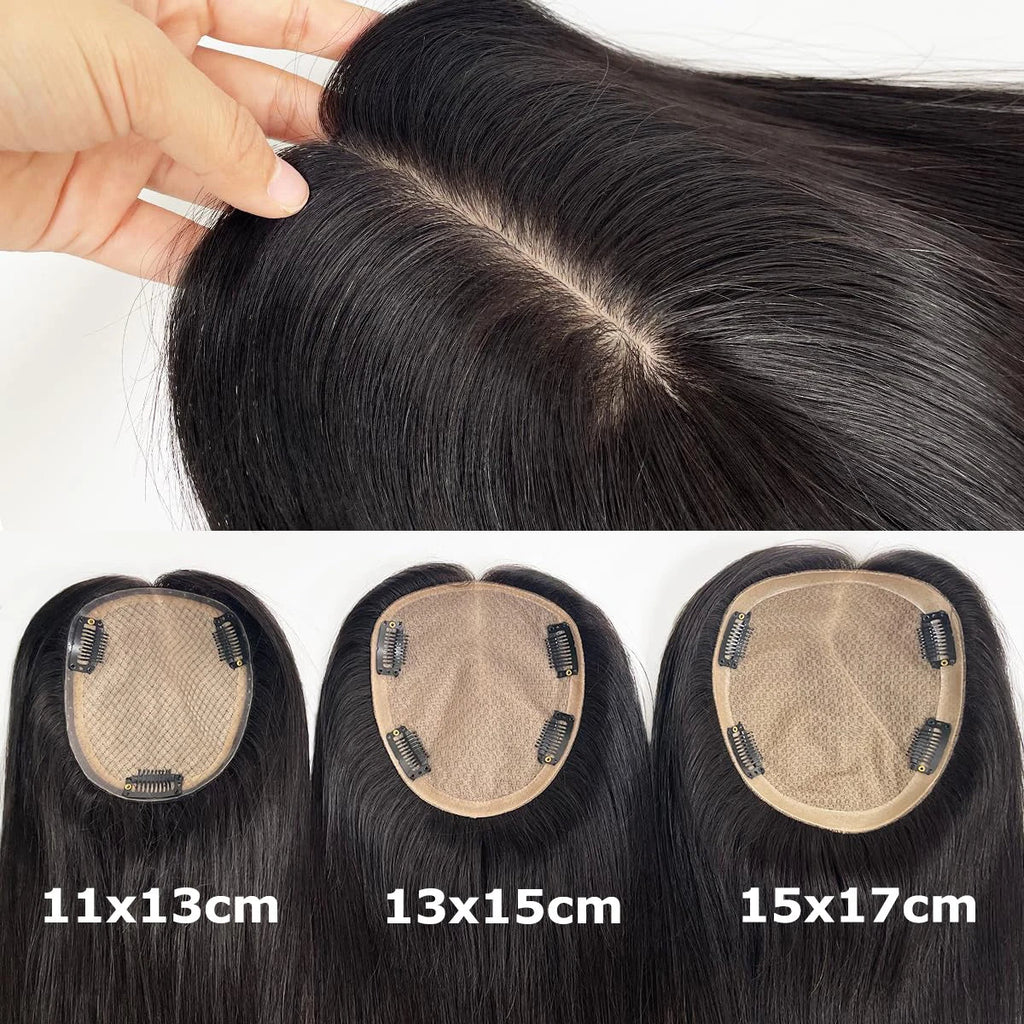 Woman Topper Human Hair Silk Base Topper Breathable Natural Scalp Top Virgin European Human Hair