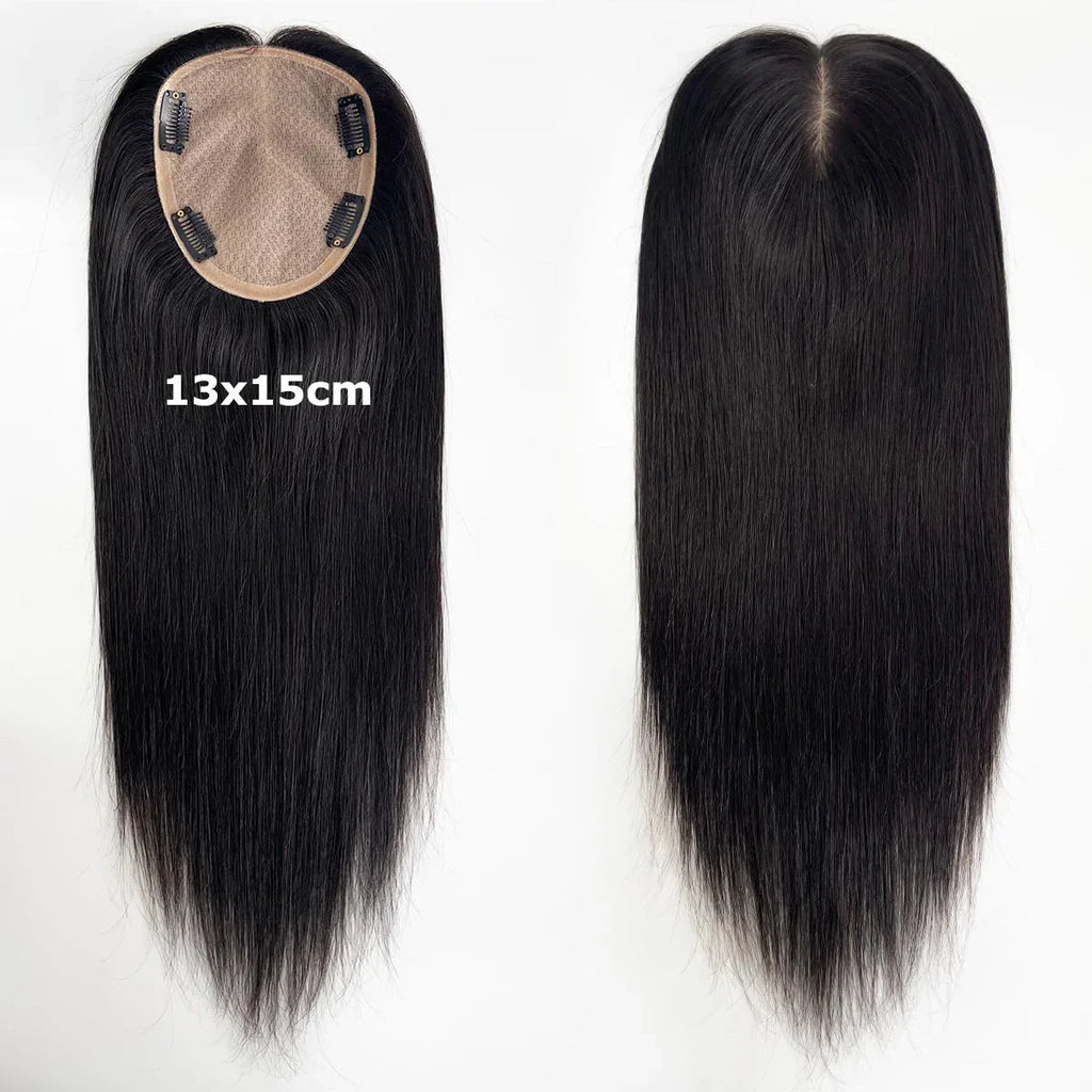 Woman Topper Human Hair Silk Base Topper Breathable Natural Scalp Top Virgin European Human Hair